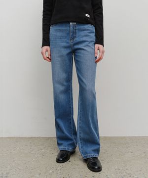 W HIGH STRAIGHT DENIM PANTS blue