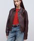 FAUX Leather Crop Bomber in Brown