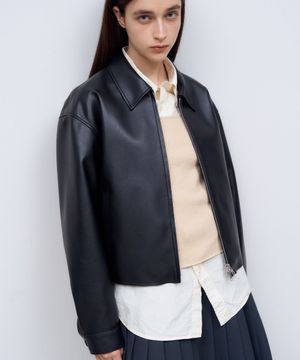 FAUX Leather Crop Single in Black