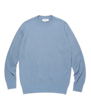 코튼 크루넥 니트 블루