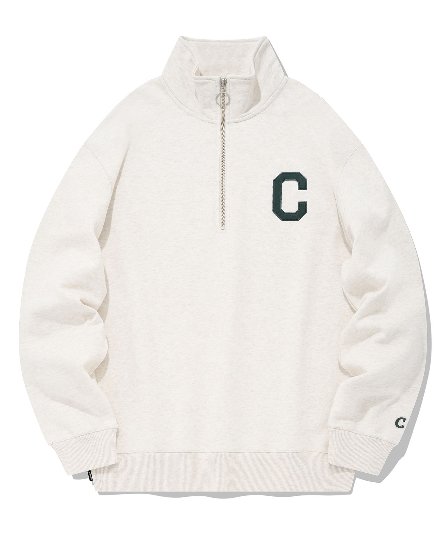 MUSINSA | COVERNAT C Logo Half Zip-up Sweatshirt Oatmeal