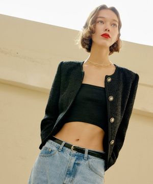 블랙 제이드 레더 벨트 / BLACK JADE LEATHER BELT