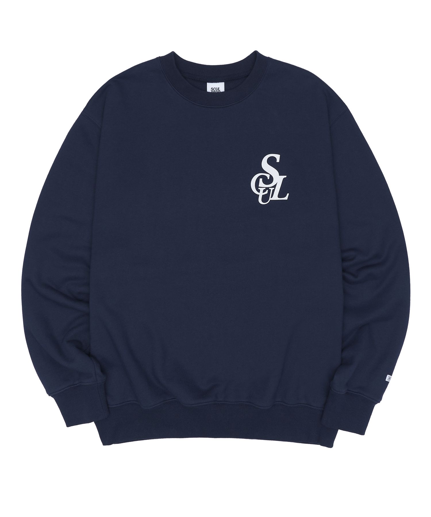 MUSINSA公式 | SCULPTOR Flocking Symbol Logo Sweatshirt Navy