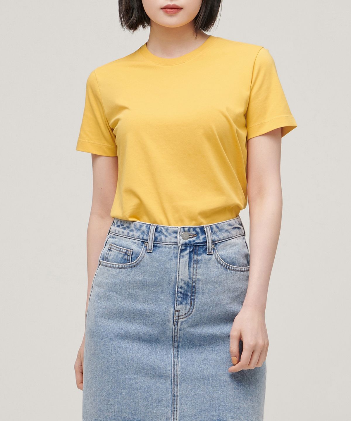 무신사 스탠다드 우먼(MUSINSA STANDARD WOMAN) [쿨탠다드] 우먼즈 베이식 크루 넥 티셔츠 [멜로우 옐로우]