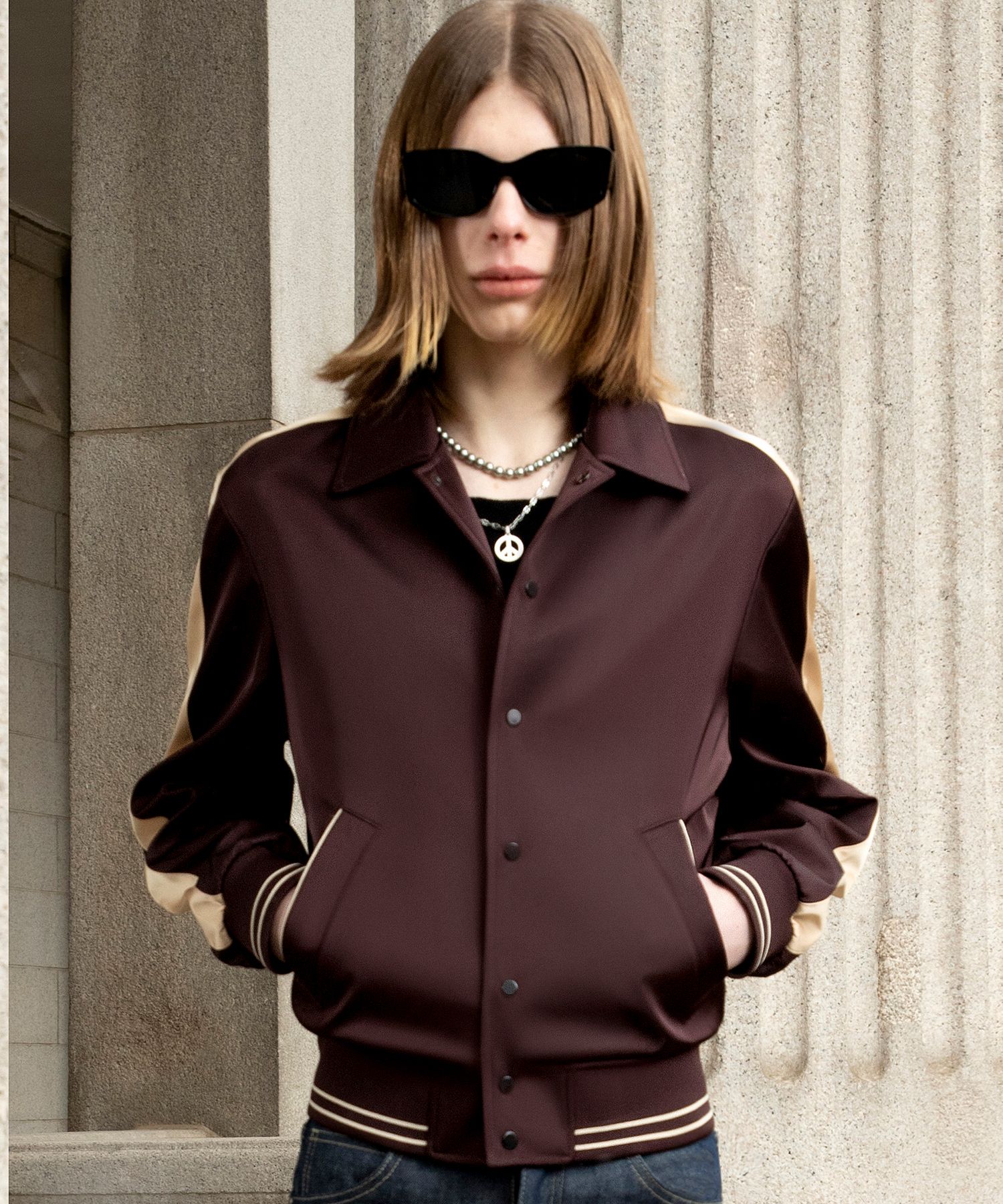 MUSINSA | LMOOD Dylan Sukajan Varsity Jacket Burgundy