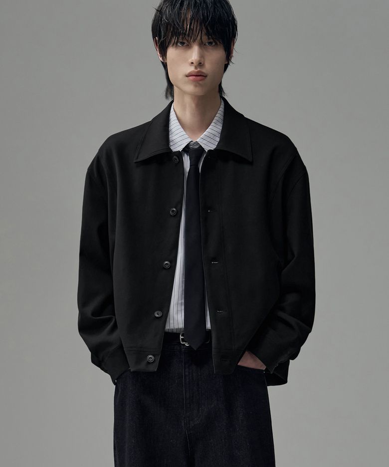도브 울 미니멀 라인 자켓 [BLACK]
