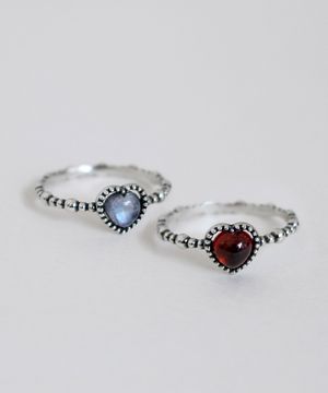 925실버 문스톤 가넷 하트 원석반지 쿠오레/ Cuore