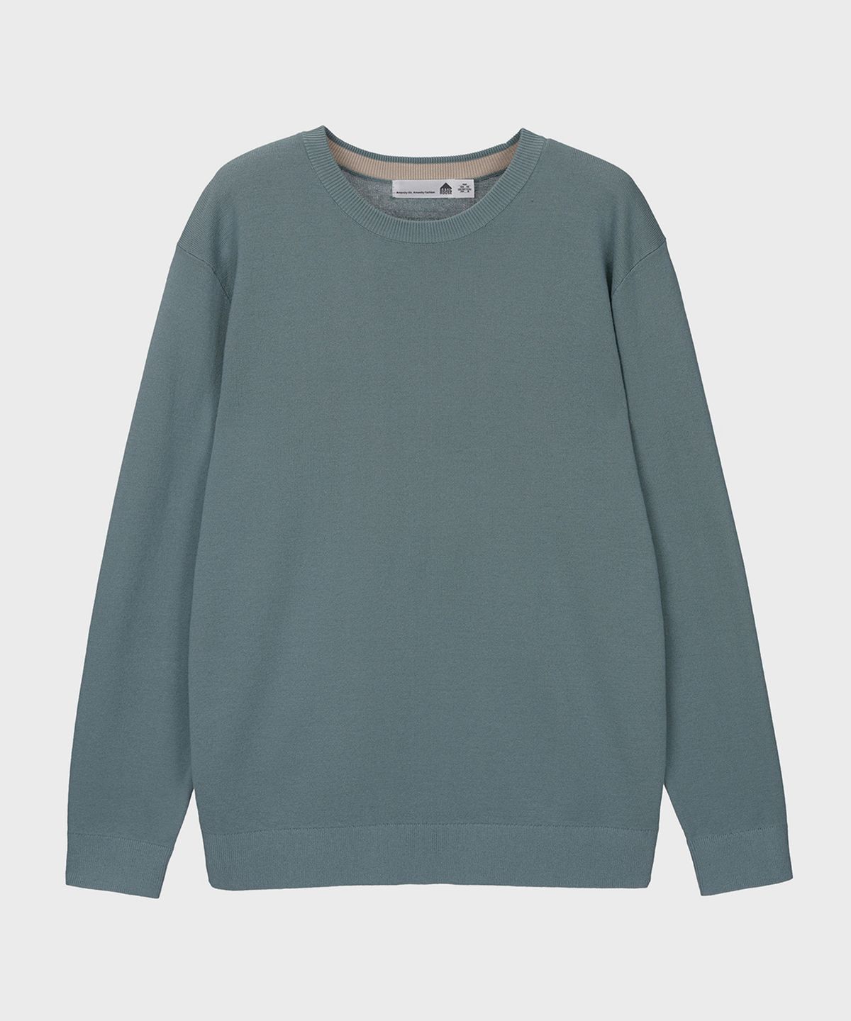 베이직하우스(BASIC HOUSE) UNI 수피마 세미오버핏 라운드넥 니트 민트 LWKT2101