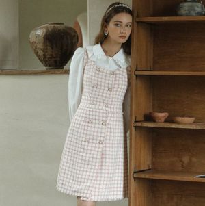 DD pink tweed check dress