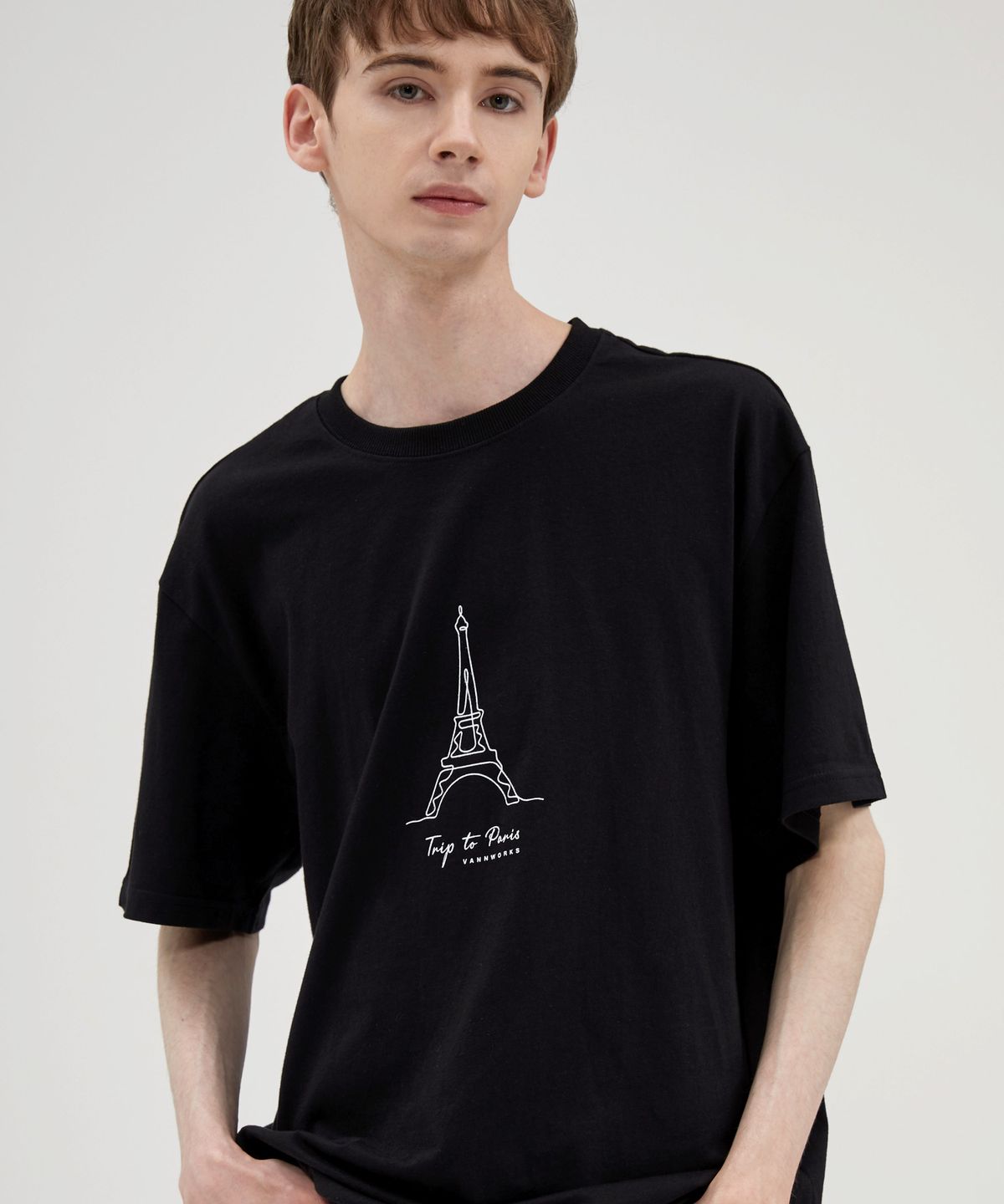 밴웍스(VANNWORKS) Trip to Paris 오버핏 반팔 티셔츠 (VNCTS208) 블랙