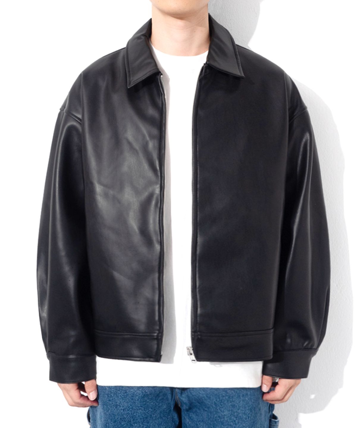 큐티에잇 가먼츠(QT8 GARMENTS) LB Synthetic Leather Single Jacket (Black)