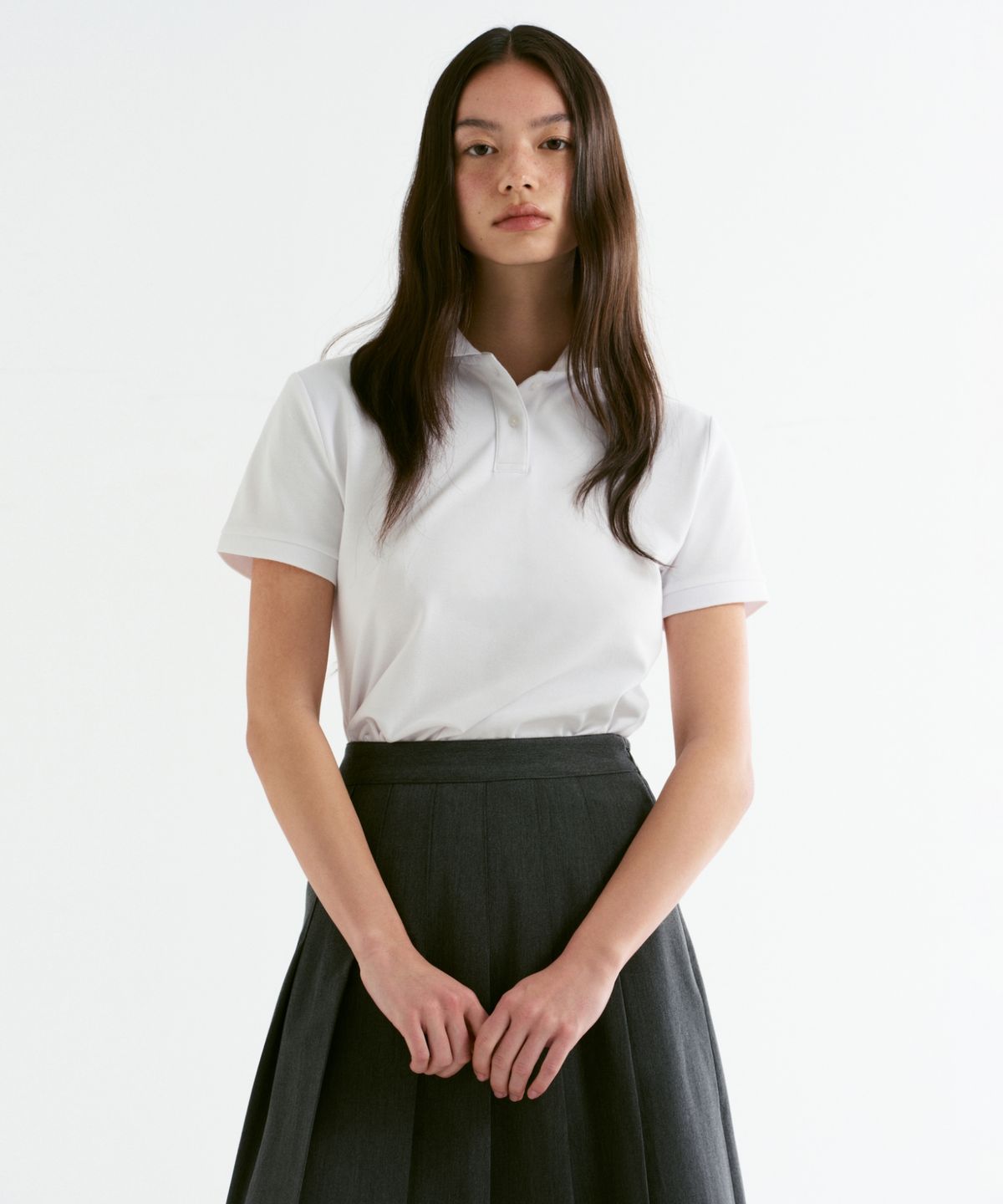 무신사 스탠다드 우먼(MUSINSA STANDARD WOMAN) [쿨탠다드] 우먼즈 크롭 피케 폴로 셔츠 [화이트]