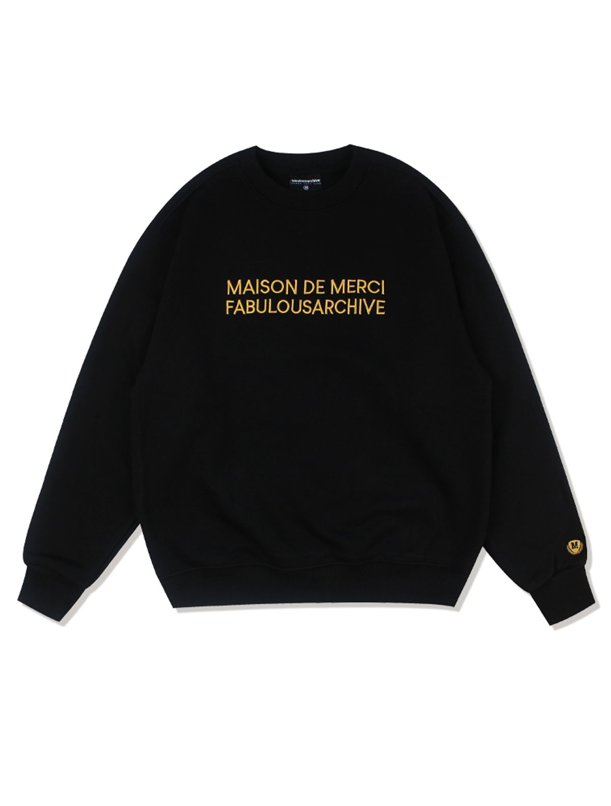 라 메종 스튜디오(LA MAISON STUDIO) UNISEX 레귤러핏 엠보자수 로고 맨투맨 블랙(FCC1TS401M)