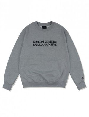 UNISEX 레귤러핏 엠보자수 로고 맨투맨 멜란그레이(FCC1TS401M)