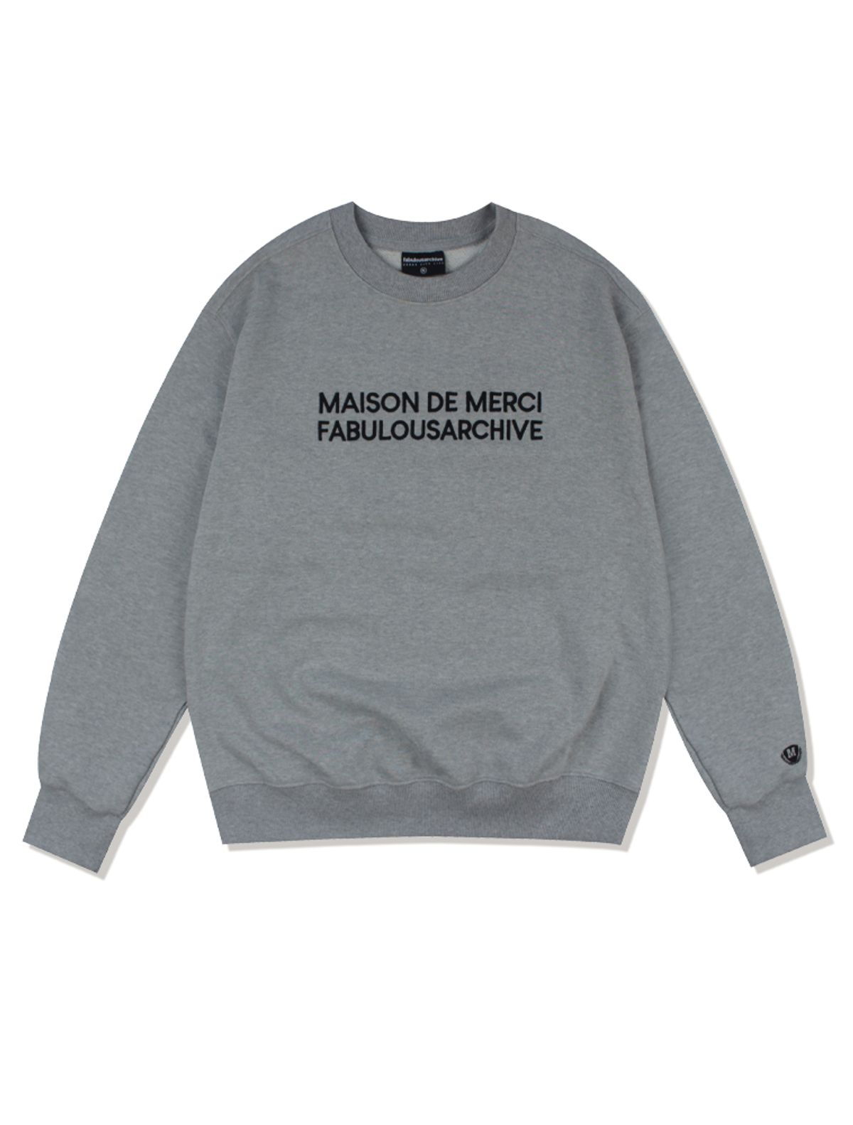 라 메종 스튜디오(LA MAISON STUDIO) UNISEX 레귤러핏 엠보자수 로고 맨투맨 멜란그레이(FCC1TS401M)