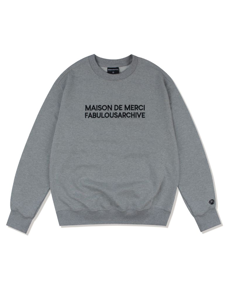 UNISEX 레귤러핏 엠보자수 로고 맨투맨 멜란그레이(FCC1TS401M)