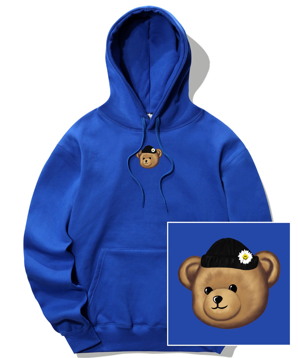 트립션(TRIPSHION) BEANIE BEAR LOGO 후드티 - 블루