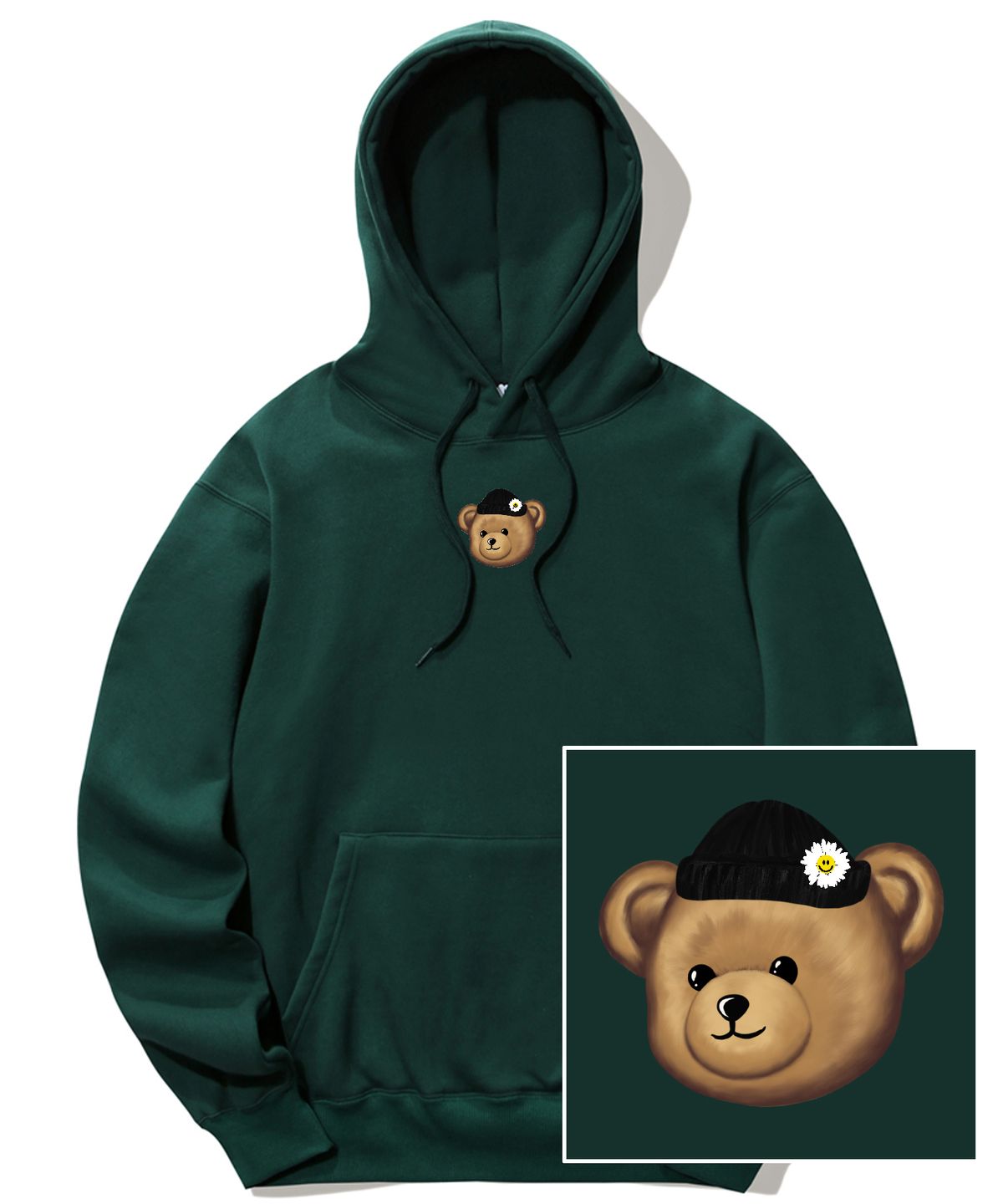 트립션(TRIPSHION) BEANIE BEAR LOGO 후드티 - 그린