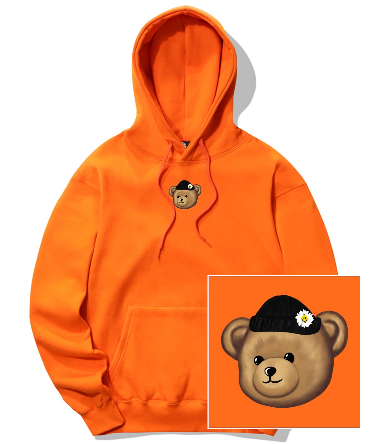 트립션(TRIPSHION) BEANIE BEAR LOGO 후드티 - 오렌지