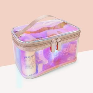 홀로그램 핑크 파우치 L