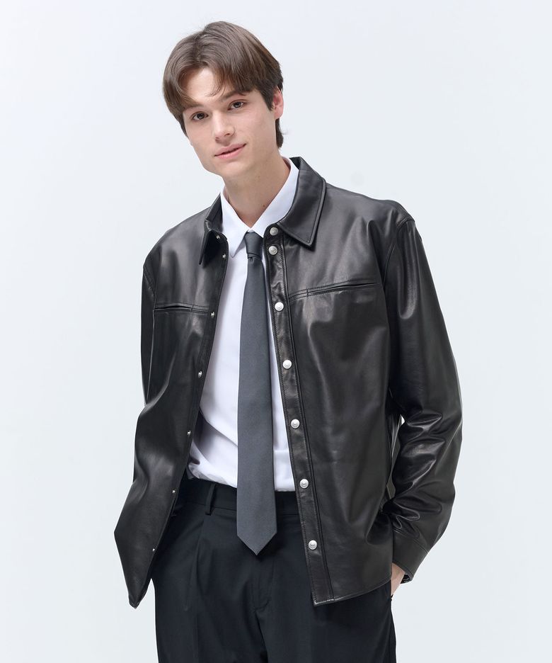 VEGETABLE LEATHER SHIRTS JACKET (BLACK)