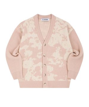 잉크 자카드 니트 가디건_핑크