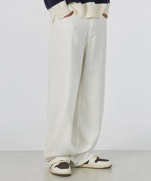 이지 와이드 데님 팬츠 오프화이트