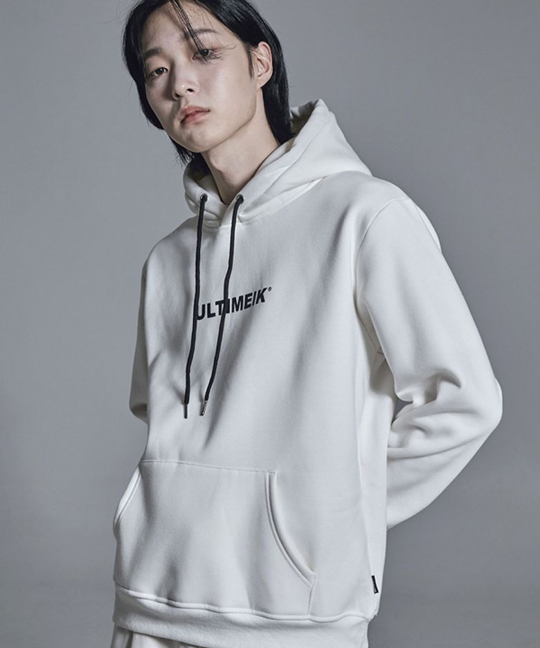 기모 후드 티셔츠 화이트 / 로고후드티 남녀공용 커플티