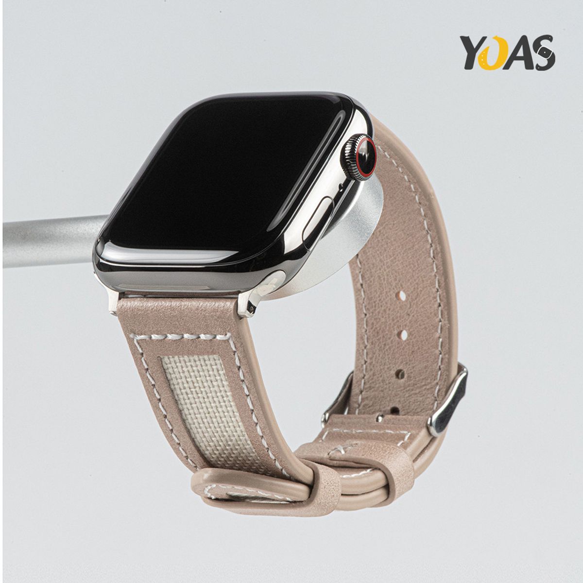 요아스(YOAS) 스퀘어 가죽 캔버스 애플워치 스트랩 42/44/45mm