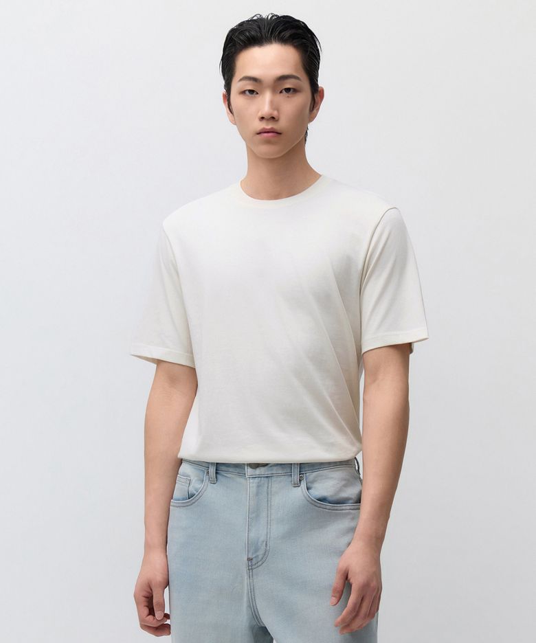 [쿨탠다드] 베이식 크루 넥 티셔츠 [크림]