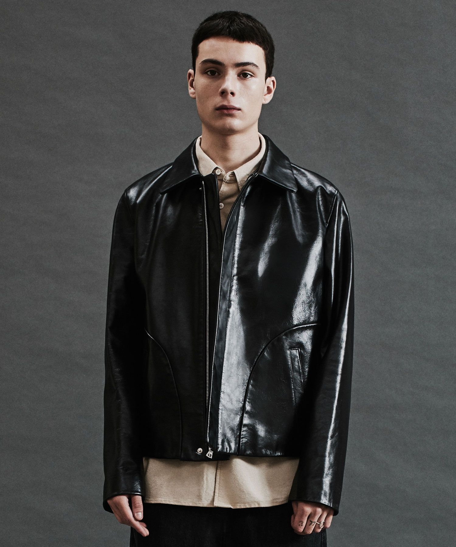 MUSINSA | SPERONE [Real Leather] Horsehide Round Cut Single Jacket (Black)