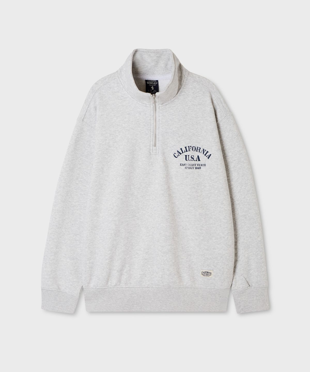 후아유(WHO.A.U) Letter Half Zip-up Sweatshirt / WHMAG4991U
