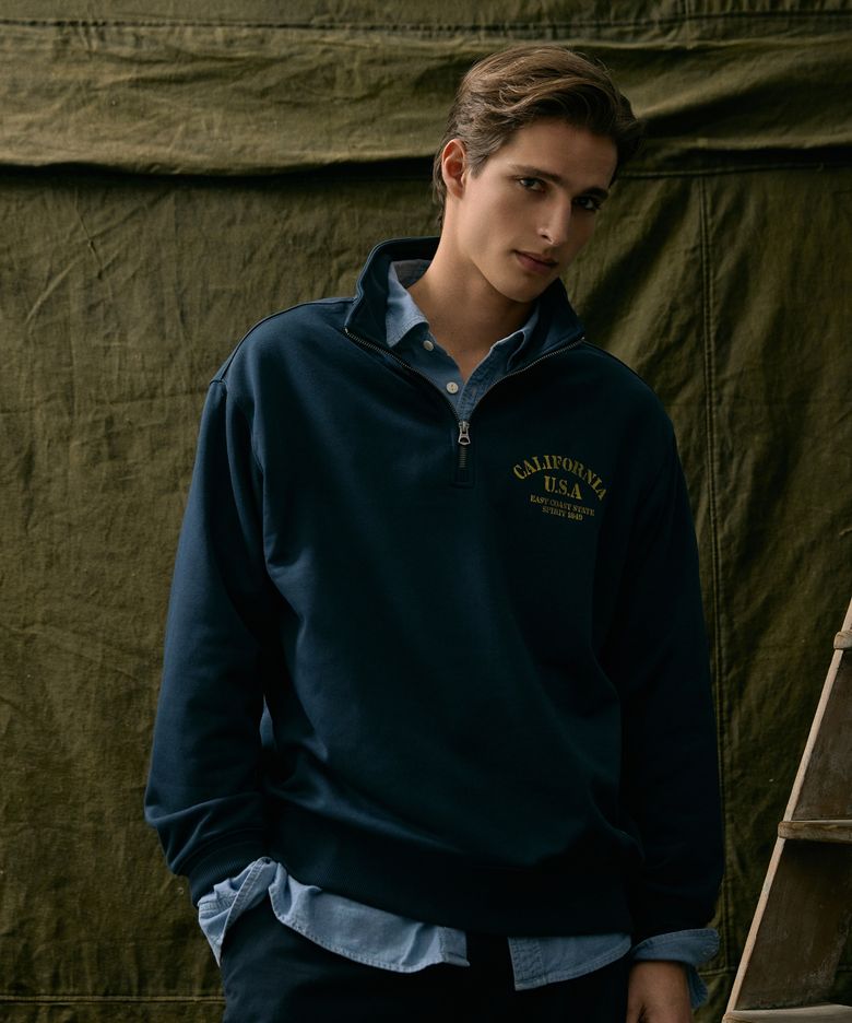Letter Half Zip-up Sweatshirt / WHMAG4991U