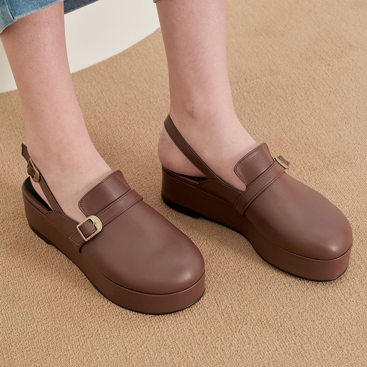 케리제이드(KERRIJADE) Turtle Slingback B_Brown