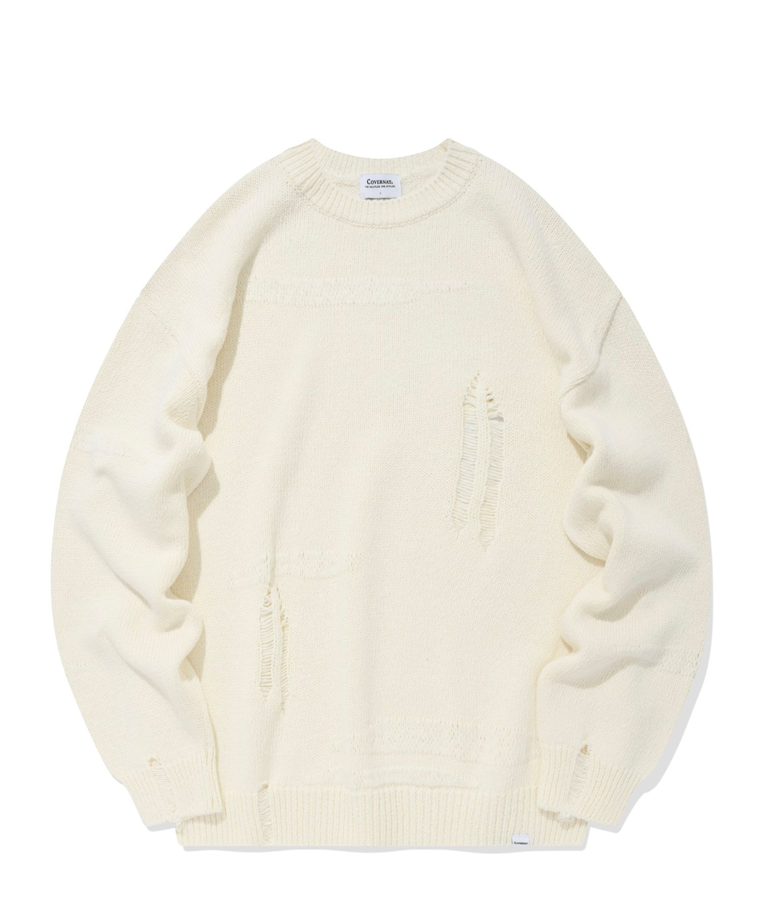 トップスその他 COVERNAT Damaged knit ivory CO2201KT03IV MUSINSA | COVERNAT Damaged knit ivory
