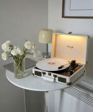 [완전무선] 휴대용 무선 무드등 블루투스 LP 플레이어 LED 턴테이블 스피커 IBT-Retro Light