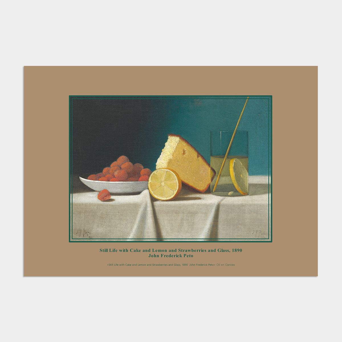 멜팅스튜디오(MELTING STUDIO) 빈티지 정물화 액자 인테리어 포스터 / 01번 John Frederick Peto - Still Life with Cake and Lemon and Strawberries