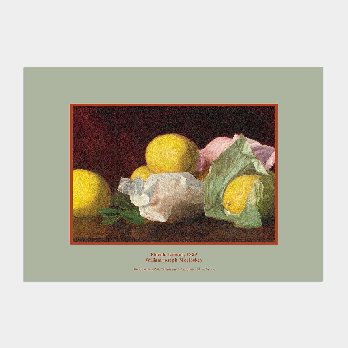 멜팅스튜디오(MELTING STUDIO) 빈티지 정물화 액자 인테리어 포스터 / 06번 William joseph Mccloskey - Florida lemons 1889