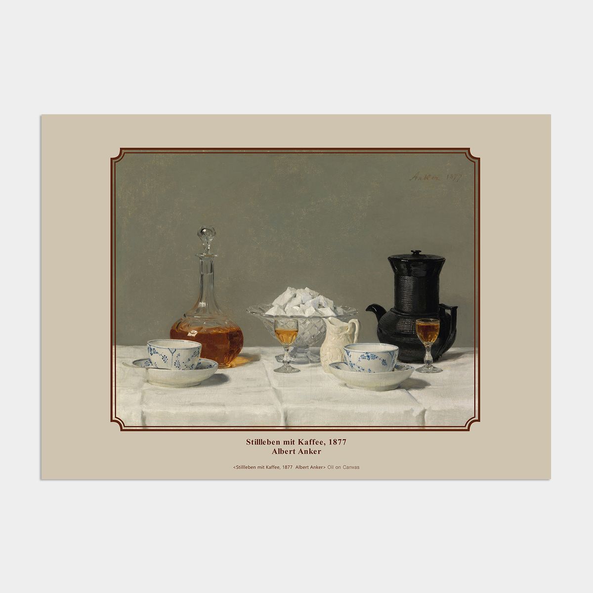멜팅스튜디오(MELTING STUDIO) 빈티지 정물화 액자 인테리어 포스터 / 08번 Albert Anker - Stillleben mit Kaffee 1877