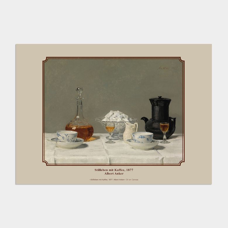빈티지 정물화 액자 인테리어 포스터 / 08번 Albert Anker - Stillleben mit Kaffee 1877