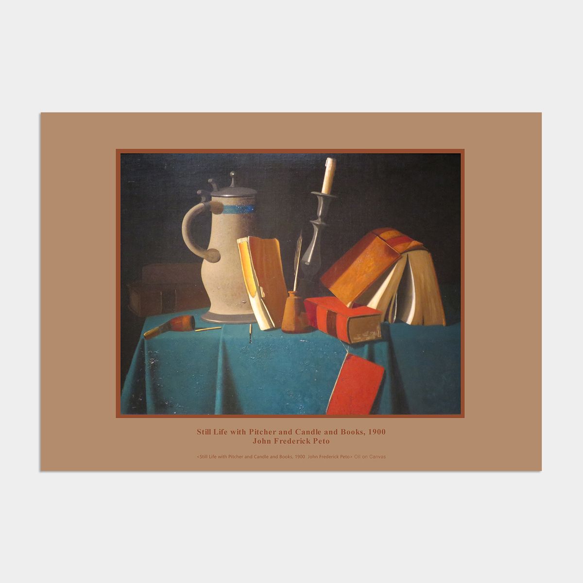 멜팅스튜디오(MELTING STUDIO) 빈티지 정물화 액자 인테리어 포스터 / 11번 John Frederick Peto - Still Life with Pitcher and Candle and Books 1900