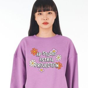 오버핏 드롭숄더 플라워 맨투맨_바이올렛