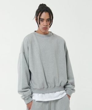 사이드 에리 투턱 오버핏 스웻셔츠 (8%멜란지)