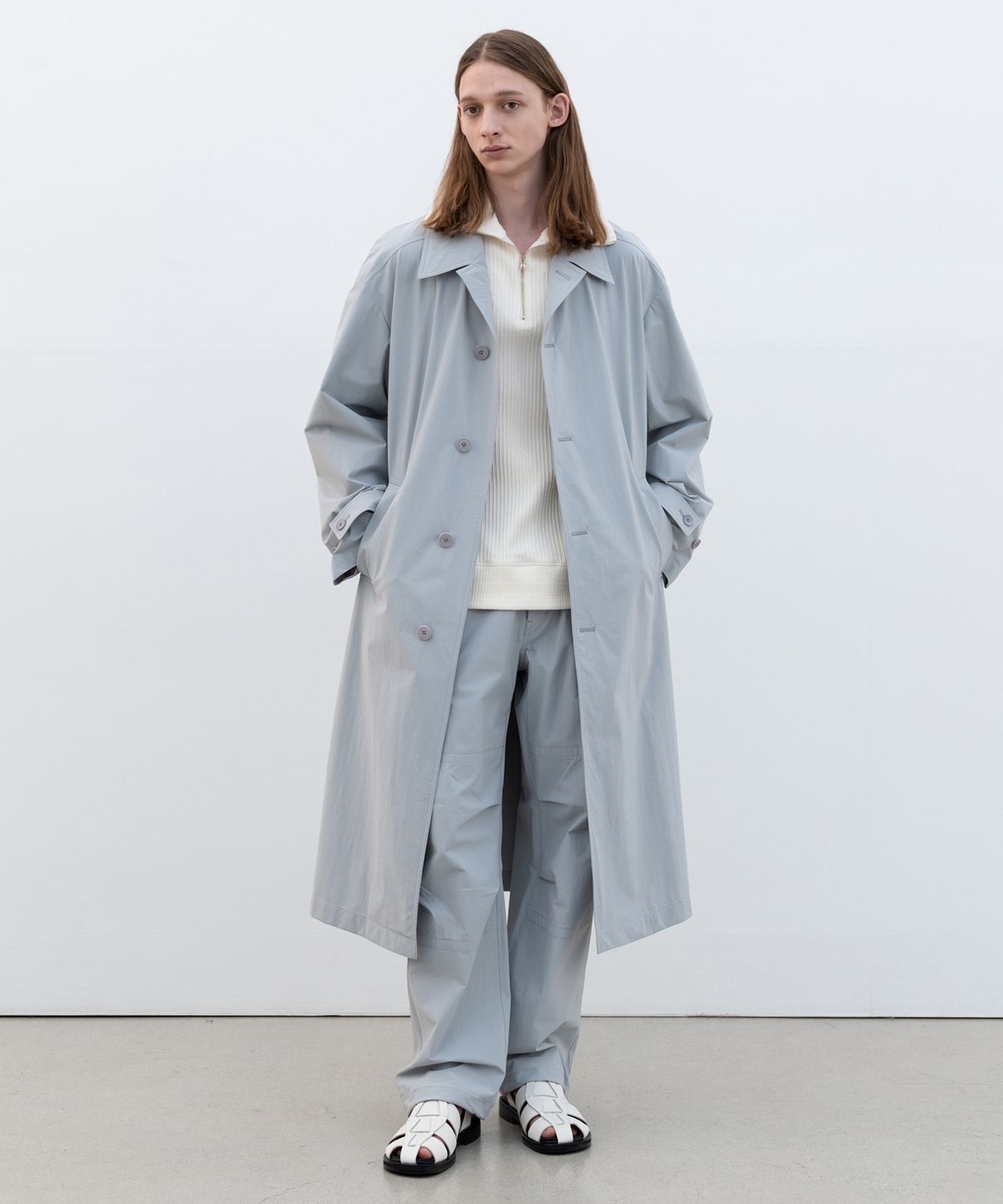 인사일런스(INSILENCE) CORDURA 발마칸 트렌치 코트 GREY BLUE