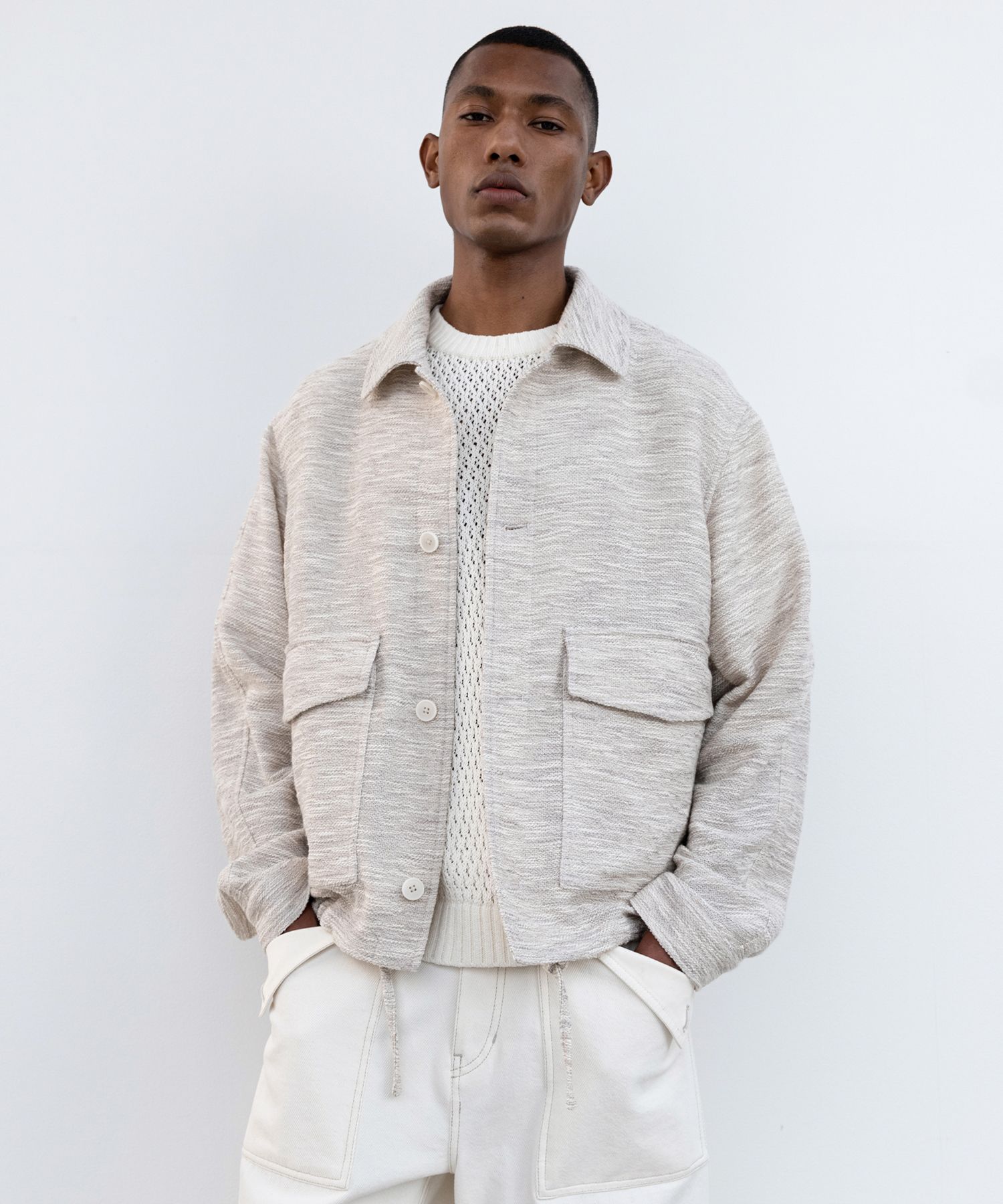 MUSINSA公式 | INSILENCE TWEED CROPPED JACKET ANTIQUE WHITE