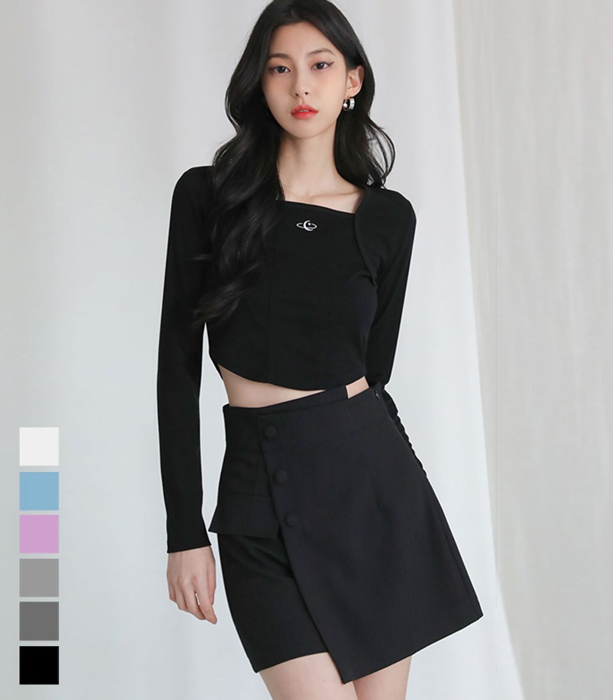 어반드레스(AVANDRESS) Square neck Line crop long sleeve  - 6COL