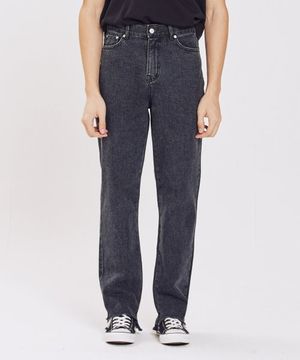 하이플래닛 컷팅 와이드 데님팬츠(블랙)