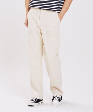 하이플래닛 퍼티그 와이드 코튼팬츠(아이보리)