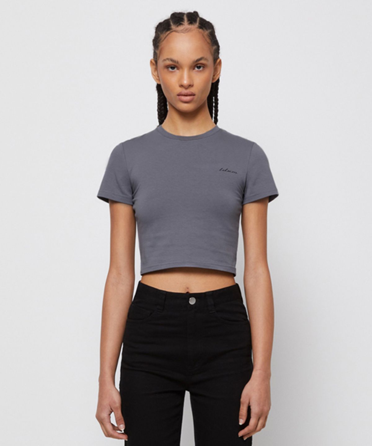 레이디 볼륨(LADY VOLUME) TEENAGER CROP T-SHIRT_CHARCOAL