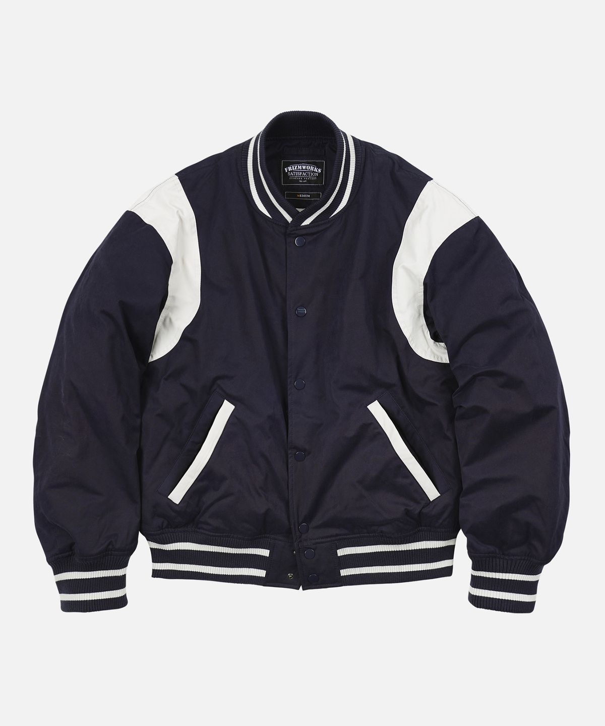 프리즘웍스(FRIZMWORKS) MILD VARSITY JACKET _ NAVY - 사이즈 & 후기 | 무신사